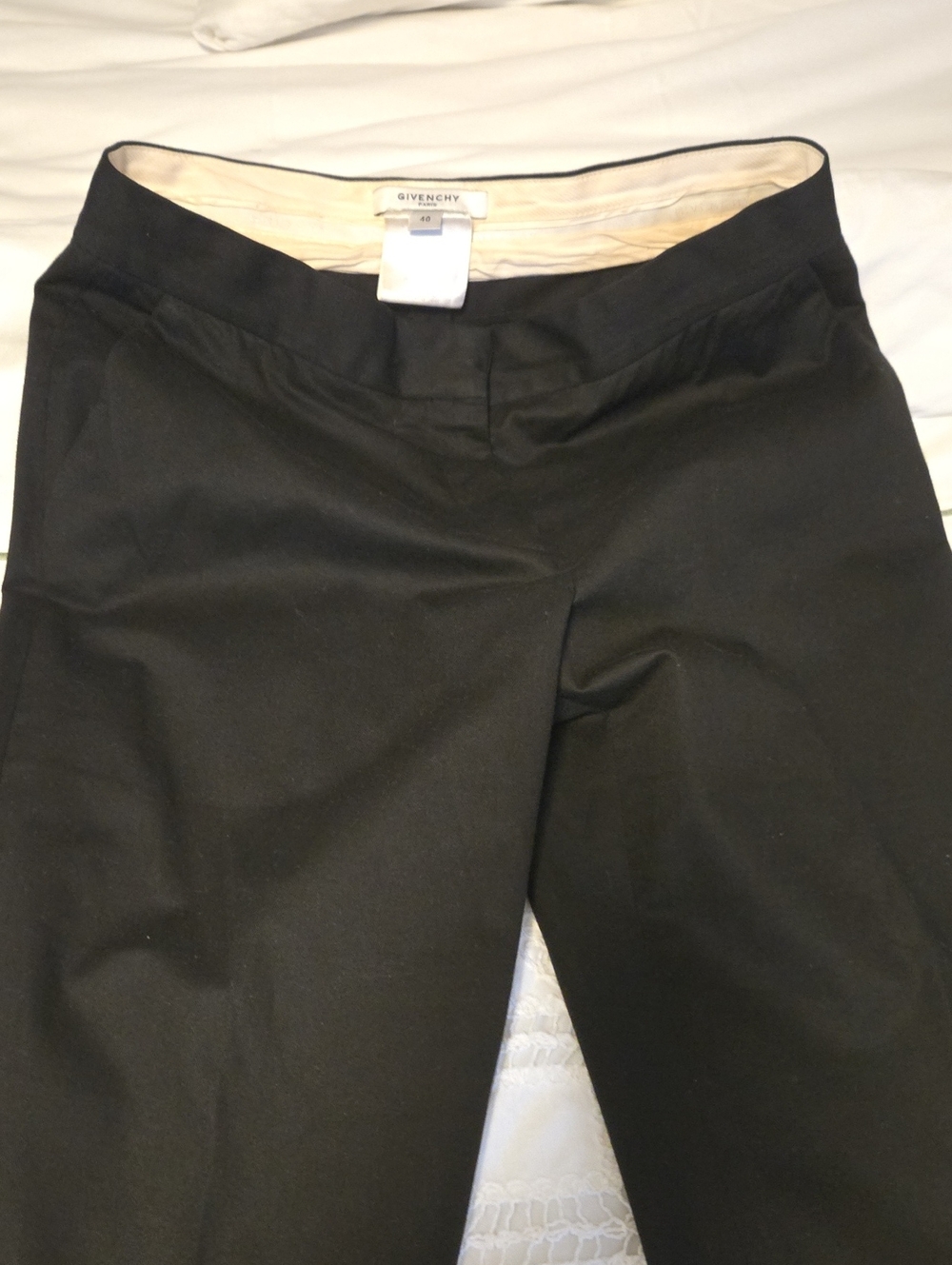 Givenchy Black Tailored Trousers with Cream Waistband
